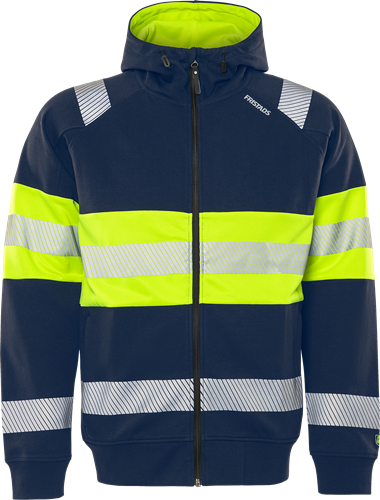 High vis Green stretch sweater met capuchon klasse 1 7532 GKC